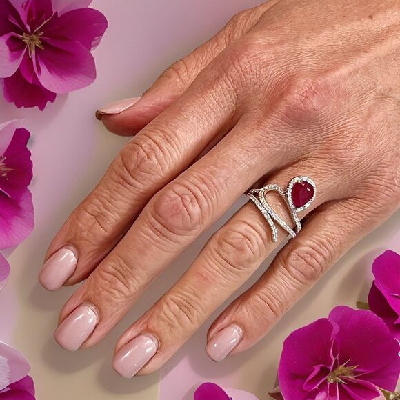 Natural Ruby Diamond Ring 6.75 14k W Gold 2.32 TCW Certified $5,950 310542 - Picture 7 of 16